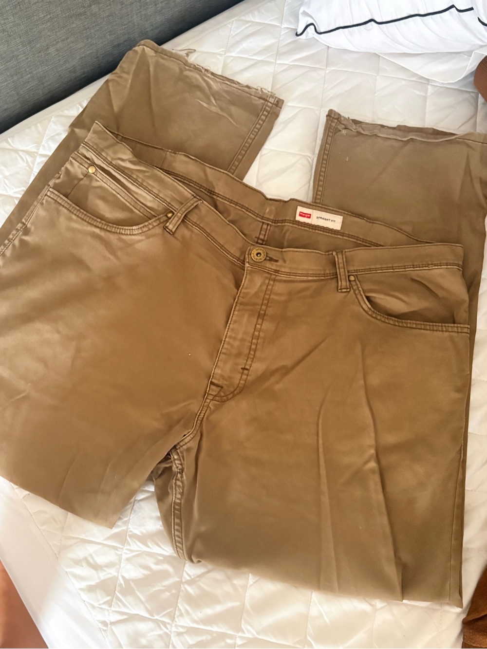 Khaki Straight-Leg Pants